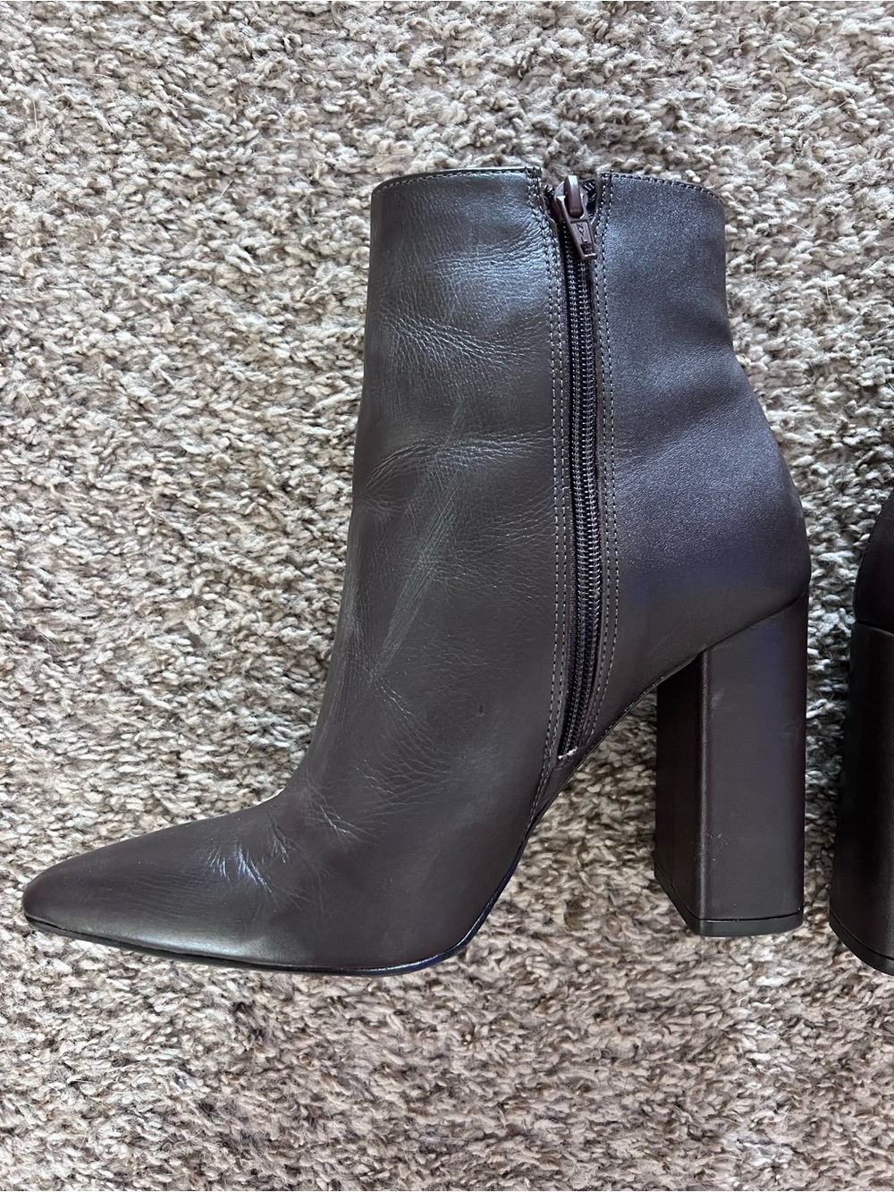 Steven Madden Dark Brown Pointed-Toe Block Heel Ankle Boots - Picture 5 of 11